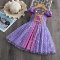 [NNJXD]Girl Dress Party Princess Birthday Kids Clothes Purple Gown