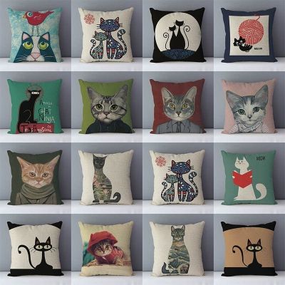 【CW】✎  Couch cushion 45x45cm Cartoon cat printed quality home decorative pillows kids bedroom pillowcase without core