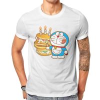 Loose Fashion Tshirts Doraemon Cat Cartoon Manga Series Men Style Fabric Tops T Shirt O Neck Big Size