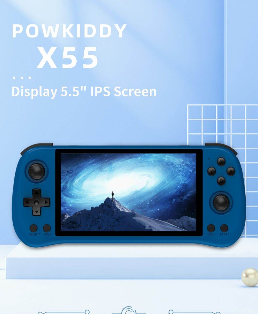 POWKIDDY X55 5.5 INCH 1280*720 IPS Screen RK3566 Handheld Game Console ...