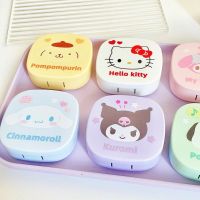 FAPKYL กล่องแช่น่ารักน่ารักสำหรับผู้ชายผู้หญิง Kt Cat พร้อมกระจกเมโลดี้เคสเลนส์ Kuromi กล่องคอนแทคเลนส์ตู้เก็บของที่เก็บของคอนแทคเลนส์