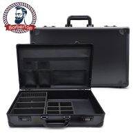 【YF】 Professional Black Aluminum Barber Tool Box Salon Hairdressing Suitcase Storage Travel Case Carrying Accessories