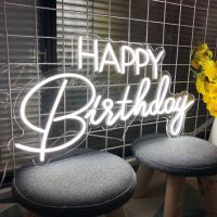 Happy Birthday Neon Sign Flex Transparent Acrylic Party Decor Neon Light Sign Led Art Letter Wall Home Decoration Wall Decor