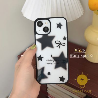 For เคสไอโฟน 14 Pro Max [Cool Black Star Bowknot] เคส Phone Case For iPhone 14 Pro Max Plus 13 12 11 For เคสไอโฟน11 Ins Korean Style Retro Classic Couple Shockproof Protective TPU Cover Shell