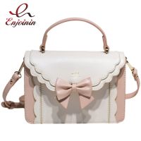 ♂☒ Pink Bow Lolita Handbag for Girls Cute Women Purses Kawaii Totes Female Shoulder Bags Japanese Style Crossbody Bag Pu Leather