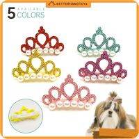 （A VOGUE）✒✷♦ Pet Cat Dogs Artificial Pearl Bows Hair Clips Cute Head Decoration 1pcs