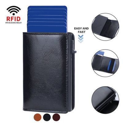 （Layor wallet） ป้องกัน Rfid ผู้ถือบัตรเครดิตกระเป๋าสตางค์ผู้ชายสีดำบางมินิคาร์บอนไฟเบอร์ธนาคารผู้ถือบัตรกรณี Pop Up โลหะเมจิกกระเป๋าสตางค์ที่เรียบง่าย