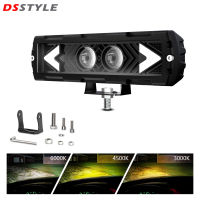 DSstyles ไฟตัดหมอกไฟ LED มอเตอร์ไซค์ S18 120W สปอตไลท์สองสีไฟโปรเจคเจอร์6นิ้ว Aux สำหรับรถกะบะเอทีวี UTV