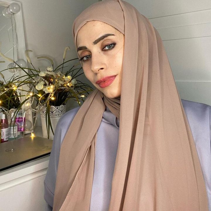 yf-2021-bubble-heavy-chiffon-hijab-with-bonnet-elastic-rope-free-use-style-solider-color-shawls-for-muslim-women