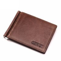 New Men Money Clip Wallets Genuine Leather Cow Leather Credit Cards Business Purse Clamp for Money Bifold Card Cover Cash Walet