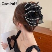 Camiraft Bowknot Large Hair Clips Ribbon Pearl Multi