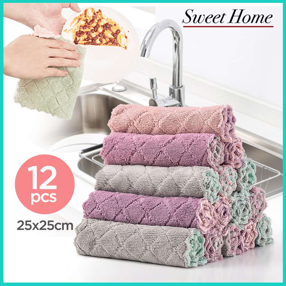 Pink Rose Dream Microfiber Towel Kitchen Wash Auto Car Home Cleaning Wash Clean Cloth 25 x 25cm 