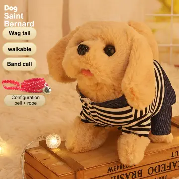 Smart Electric Robot Dog With Bell And Rope Cute Puppy Plush Toys