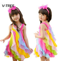 New baby girls dress summer style sleeveless fancy dress for girls party beach dress baby kids fashion clothes children dress