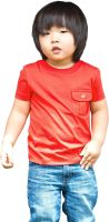 Toddler Boys Basic Red Crew-Neck T-Shirt with Pocket - 100% Pima Cotton Tee