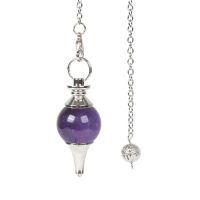 Divination Pendulum Natural Crystal Purple Agates Reiki Explore Pendulum Cone Charm Pendant Mineral Jewelry Divination Runes