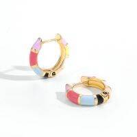 【YF】☬♗❖  Enamel Round Hoop Earrings for Fashion Colorful Huggie Hoops Piercing Pendientes Jewelry Gifts