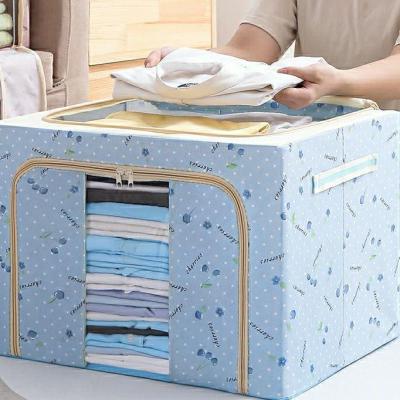 Oxford cloth storage box extra large storage steel frame box packaging clothes quilt bag folding fabric finishing box