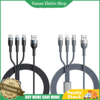 สายถักอะแดปเตอร์สาย USB หลายสายชาร์จสายชาร์จเร็วสาย USB แบบ3-IN-1สำหรับแท็บเล็ตโทรศัพท์แล็ปท็อปเคลื่อนที่