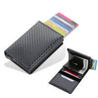 【CW】Carbon Fiber Leather Mini Wallet Card Holder Mens Credit Card Holder Rfid Metal Wallet for Men and Women