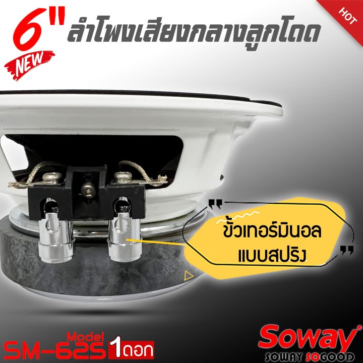 ลำโพงติดรถยนต์เสียงกลาง-ยี่ห้อsoway-รุ่น-sm-625-6-5-นิ้ว-ลำโพงกลางโดด-กลางแจ้ง-ตู้บ้าน-ราคาต่อดอก-เสียงกลาง-ลูกโดด-car-speaker-เสียงเบสดังดี