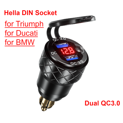 QC3.0คู่อะแดปเตอร์ USB เต้ารับหัวเสียบแบบดีไอเอ็นชาร์จเร็วสำหรับ BMW R1200RT R1200GS เสือผู้ชนะ Charger Sepeda Motor Ducati Hella