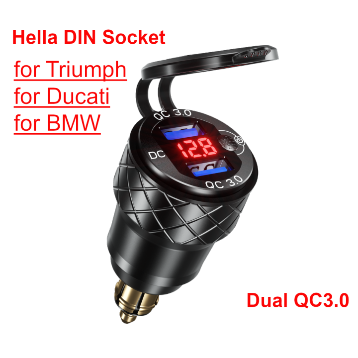 qc3-0คู่อะแดปเตอร์-usb-เต้ารับหัวเสียบแบบดีไอเอ็นชาร์จเร็วสำหรับ-bmw-r1200rt-r1200gs-เสือผู้ชนะ-charger-sepeda-motor-ducati-hella