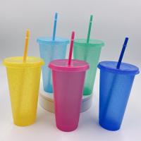 Adult Creative Water Cup Sequined Glitter pp Plastic Temperature Sensing Multi-Specification Comfortable Straw Cup for Outdoor