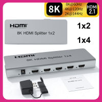 8K6ตัวแยก HDMI เครื่องเสียง HDR 1X4 HDMI2.1ตัวแปลงวิดีโอระบบ3D 1 In 2 3 4ออก4K 120Hz 8K 1x 2ตัวแยก HDMI จอแสดงผลคู่