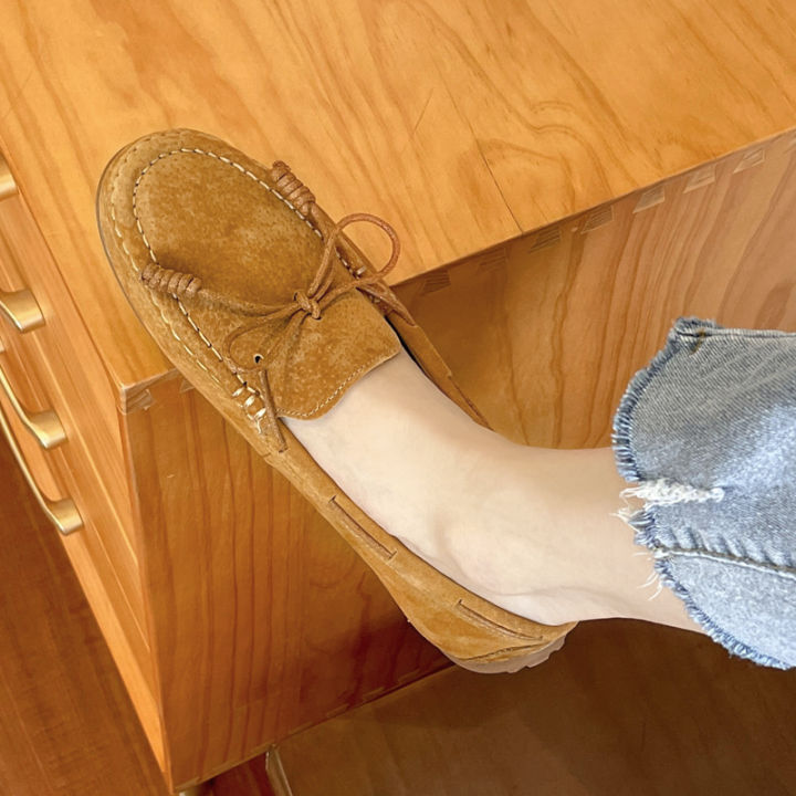 dikodumter-รองเท้าโบ๊ทชูหนังนิ่มด้านล่างลำลองสำหรับผู้หญิง-รองเท้ารองเท้าส้นเตี้ยแบนไม่มีเชือกผูกอกซ์เลือด