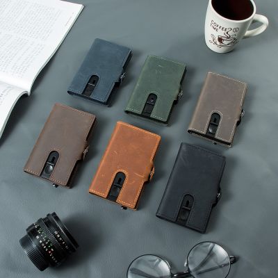 【CC】 Casekey Custom Logo Men Leather Wallet Protection Business Credit Popup Aluminum Card Holder