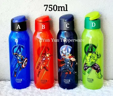 Superheros kids flip top water bottle hulk spiderman iron man