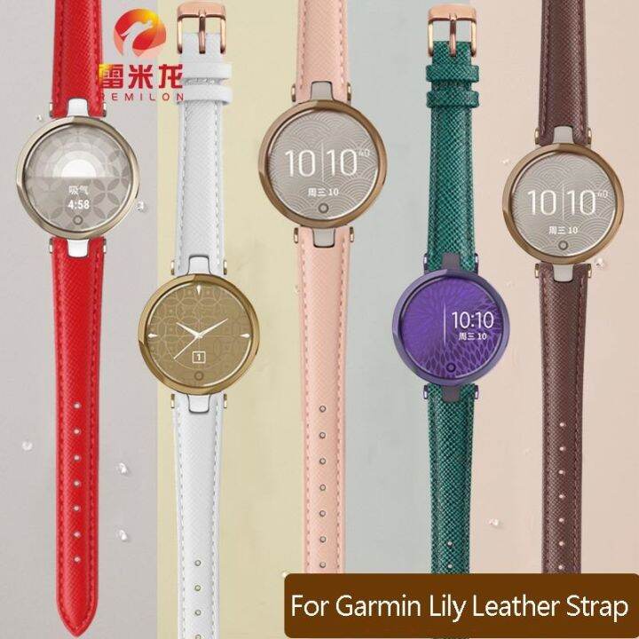 14x6-มม-สายนาฬิกาหนังวัวแท้ใหม่สำหรับ-garmin-lily-smart-sports-watchband-แฟชั่นผู้หญิง-soft-breathable-สายสร้อยข้อมือ