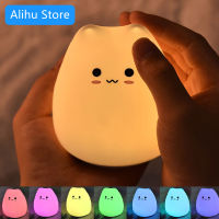 LED Night Lamp Touch Sensor Cat Silicone Animal Light Colorful Child Holiday Gift Sleepping Creative Bedroom Desktop Decor Lamp