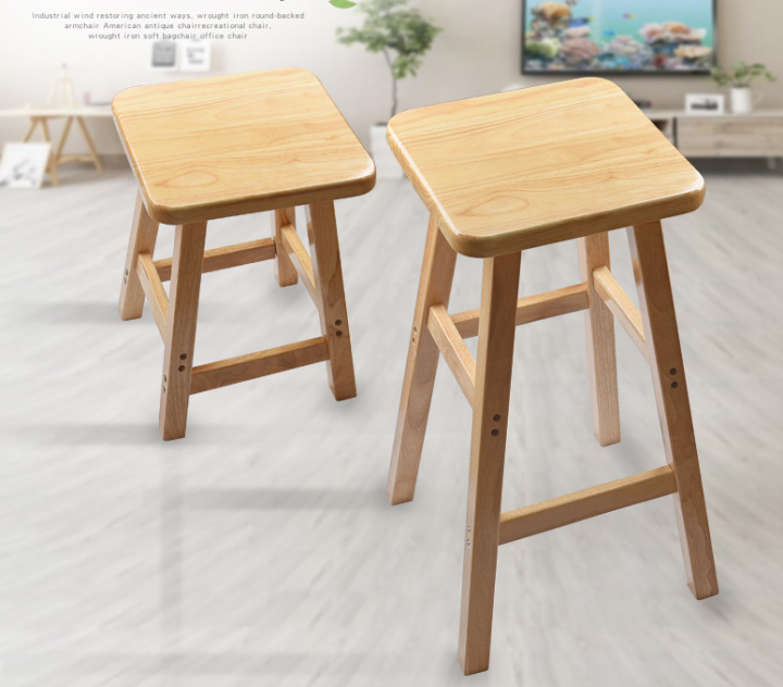 Foot rest design stool chair Wooden square Seat High Stool （80cm 70cm
