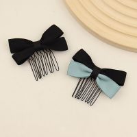 Sweet Black Bow Side Bangs Curly Hair Clip Hairpin Cute Small Contrast Bowtie Hair Comb for Kids Girls Hair Accessories Headwear