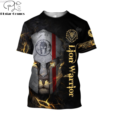 Hot Sale t (สต็อกเพียงพอ) shirt Spartan Lion Warrior 3D All Over Printed Mens Summer Short sleeve O-Neck Unisex Casual sports T-shirt DX-17คุณภาพสูง size:S-5XL