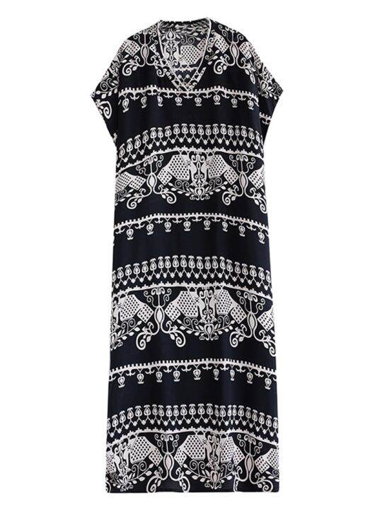 xitao-dress-vintage-fashion-casual-women-loose-print-dress