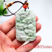 Jade Dragon Pendant Necklace For Green Carved Chinese Natural Amulet Women Jewelry Charm Men Double-Sided Fashion Gifts