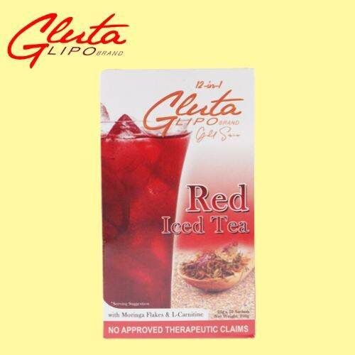 100 Original Gluta Lipo Red Iced Tea with Moringa Flakes and L