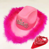 2021 New Western Style Tiara Cowgirl Hat For Women Girl Pink Tiara Cowgirl Hat Cowboy Cap Holiday Cute Funny Costume Party Hat