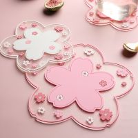 1PC Kawaii Japan Style Sakura Coffee Cup Coaster Cherry Blossom Heat Insulation Table Mat for Tea Milk Mug Home Decors