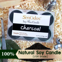 SenOdos เทียนไขถั่วเหลือง อโรม่า เทียนทีไลท์ Tealight Set Charcoal Soy Candles เทียนไขถั่วเหลือง อโรม่า - กลิ่นชาโคลจากไม้ไผ่ 15 g. (6 ชิ้น)