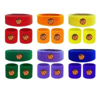 GHRDU สำหรับเด็ก Sweatband สายรัดข้อมือ บาสเกตบอลบาสเกตบอล ยืดได้ยืดหยุ่น ผ้าฝ้ายหลากสี แถบคาดศีรษะเหงื่อ ฟุตบอลฟิตเนส กีฬานอกสถานที่ กีฬา Sweatband ตัวป้องกันข้อมือ วิ่งคาดศีรษะ สายรัดข้อมือเด็ก กีฬา Sweatband