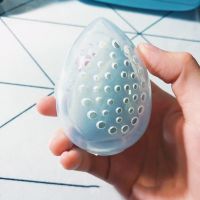 【CW】✵✳  1pc Sponge Storage Makeup Blender Puff Holder Egg Shaped Rack Transparent Puffs Drying