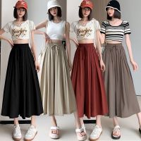 ผ้าไหมน้ำแข็งแฟชั่น culottes ผู้หญิง 2023 ฤดูร้อนใหม่เอวสูงกระชับสัดส่วนผ้าม่านหลวมสบายๆขี้เกียจขากว้างตัดกางเกง