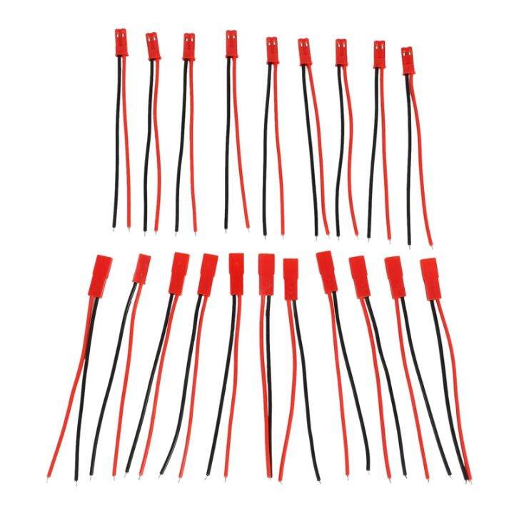 10-pairs-2-pin-jst-plug-socket-connector-m-to-f-110mm-cable-wire-red-black