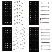 【YF】☊  60pcs Straight L-Shaped Rings Stud Earrings Screw Piercing Set Pin for Men Jewelry