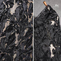 Three-Dimensional TextureBlack Disordered Flower Transformation Organza Gauze Wedding Dress Original Designer Fabric