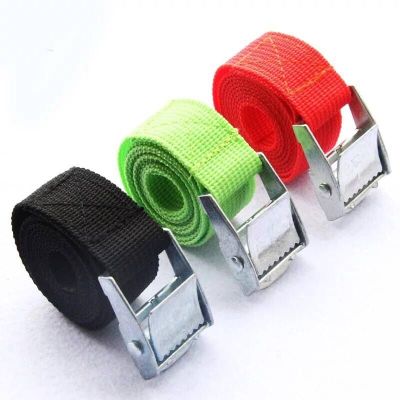 2M Buckle Tie Down Belt Cargo Straps for Car Motorcycle Bike With Metal Buckle Tow Rope Strong Ratchet Belt Black Red Green